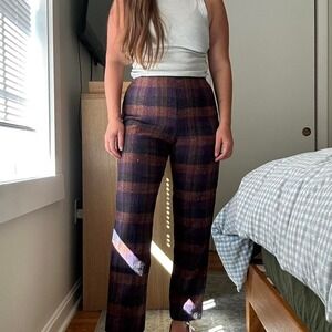 Vintage‎ Plaid Wool Blend Straight Leg Pants Size 2